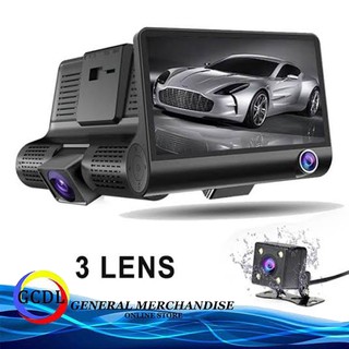 QCY A27 PRO/A27 Car Dashcam 3 Lens 4 inch FHD 1080P Front+Inside+Rear Camera Car DVR Video Recorder