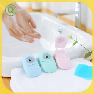 Ready 50 pcs Disposable Boxed Paper Soap Travel Portable Hand Washing Box Scented Slice Sheets Mini Soap Paper Random Color ⓠ