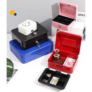 【spot】 Metal cash box portable money box with lock cashier box cashier box password box storage box