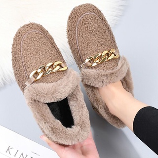Traditional Beijing Cotton Shoes Fleece-Lined Fluffy Shoes Women's Fall and Winter Outer Wear Non-Sl