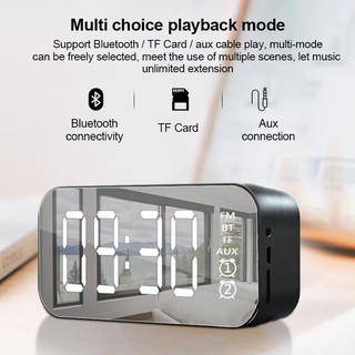 Y$Q Bluetooth Speaker LED Digital Alarm Clock With FM Radio LED Mirror Snooze Wireless Subwoofe
