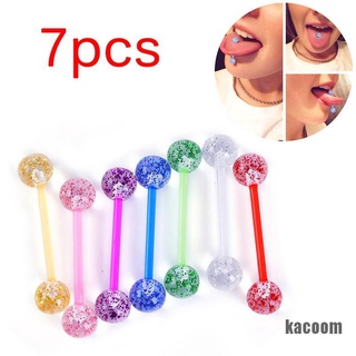 KA 7pcs/lot Glitter Bar Tongue Rings Body Piercing Jewelry Tounge Bars Gift