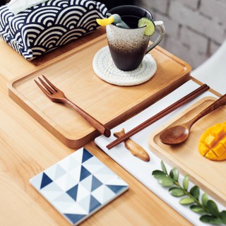 Multi-sizes Wooden Tea Breakfast Serving Trays / Craft Plain Wood Platter (2)