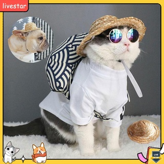 ❁✿✁LS Pet Supplies Mini Pet Dogs Straw Hat Cat Sun Hat Beach Party Straw Hats Dogs Hawaii Style Hat