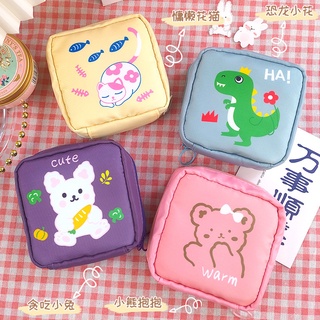 Portable Cute Tampon Storage Bag Korean Cartoon Sanitary Pad Cosmetic Bag Headphone Case Coin Purse Women Mini Travel Organizers