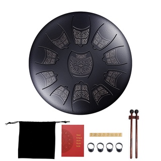 ◙Mini Ethereal Drum 6 Inch 11 Tone Retro Ethereal Steel Tongue Drum with Drumstick Finger Cots Percu