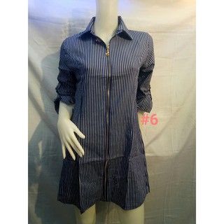 Fashion Korean Stripe Denim Polo Zipper Dress Free Size Fit M, L , High Quality