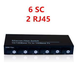 10 / 100M 2 RJ45 & 6 SC Switch Ethernet Switch Converter Adapter Fiber Switch