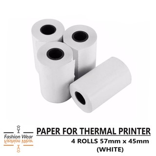 4 Rolls 57mm*45mm Thermal Paper for Thermal Printer (White)