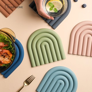 Nordic style Silicone Removable Rainbow Coasters Insulation Pads Cup Mat Plate Non Slip Placemat Home Decor Kitchen Accessories
