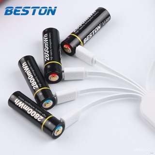 ❏Beston 2800wHm AA Rechargeable Battery with Micro USB Input 2pcs battery+USB charging cable