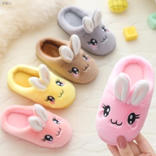 ✇Baby Girls Cotton Slippers 2021 New Winter Children's Cute Rabbit Plush Slippers Boys Home Indoor S