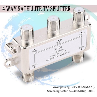 Ready Stock/✧◕【⚡Best price】4 Way Satellite/Antenna/Cable TV Splitter Distributor 5-2400MHz F Type