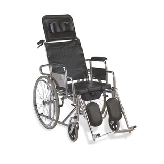 Reclining Wheelchair with Commode Toilet - Heavy Duty