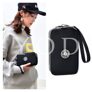 [YOD] Fashion Korean Pouch Wallet for Women 3 Zipper 3 Layer Nylon Zip Wallet Wristlet Clutch Phone Bag Purse