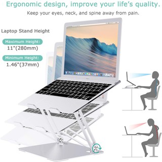 Aluminum Alloy Laptop Stand Ergonomic Computer Stand for Desk Adjustable Laptop Riser with Heat-Vent (7)