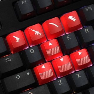 ABS Mechanical Keyboard Personality Translucent Keycap CF CS CSGO Change the Gun Shortcuts WASD Keys Black and Red