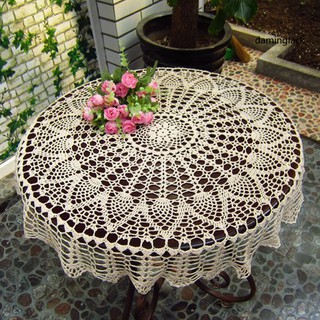 DAMZ_Round Cotton Hand Crochet Hollow Out Tablecloth Wedding Dining Table Cloth Cover