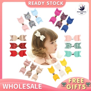✿HOT ITEM✿ 3Pcs/Set Baby Cute Girls Sequined Bow Leather Hair Clip Hairpin Hair Accessories