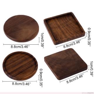 Durable Beech Black Walnut Wood Coasters Placemats Heat Resistant Drink Mat Table Tea Coffee Cup Pad Non-slip Cup Mat Insulation Pad (9)