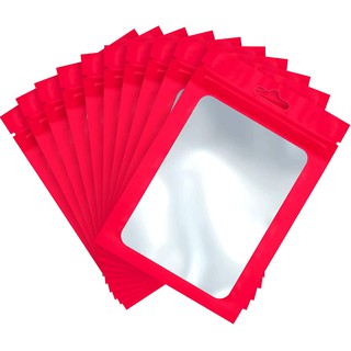 50/100pcs Red pouch Gift Packaging Bag Matte Hologram pouches WaterProof Aluminum Foil Plastic Reclosable Bags