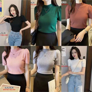 Womens Knitted Puff Sleeves Top *K2020*