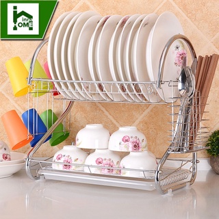 Double Layer Plate Bowel Cup Dish Drainer Rack Holder Style AS94