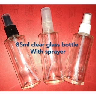 pack 10 pcs 190 pesos 85ml clear glass bottle with black sprayer