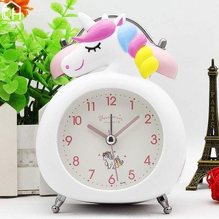 Cute Unicorn Clock Kids Cartoon Alarm Clocks Bedroom Bell Clock Night Light Table Wake Up Clock Child Christmas Birthday Gifts