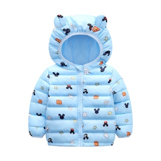 Autumn Winter Baby Kids Solid Outerwear Infants Boys Girls Mickey Minnie Hooded Jacket Coats (2)