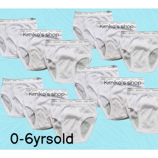 (12Pcs) Kids Brief 0-6y.o baby Underwear Cotton boy plain white cotton bundle white hanneford 12