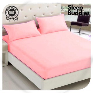 Sleep Buddies Deluxe Plain 3 in 1 Bedsheet Set (2 Pillowcases & 1 Fitted Sheet)SE-50