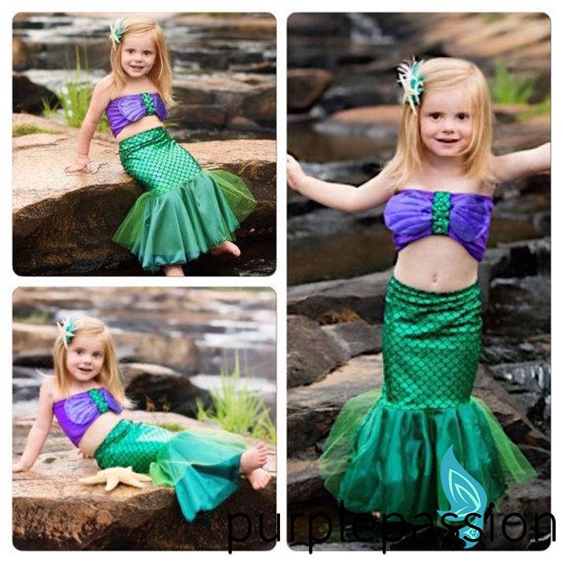 EEH-Baby Girls Little Mermaid Set Costume Bikini Swimwear
