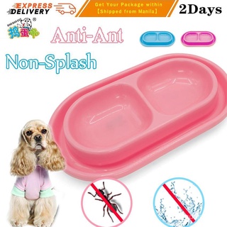 Plastic Double Dog Cat Bowl Anti Ant Pet Feeding Watering Suppies Bowls Drink Food Dish For Small Br