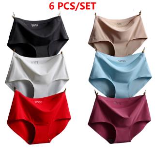 6 Pcs/Set Panty for Women Ladies New Seamless Panties Underwear Female Ice Silk Mid-waist Triangle Briefs