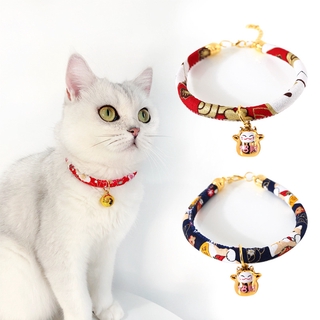 Japanese style flower Shiba Inu lucky cat copper bell adjustable pet cat dog collar necklace