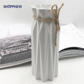 [SHO]Origami Plastic Vase White Imitation Ceramic Flowerpot Flower Basket Artificial Flower Arrangement Container Home