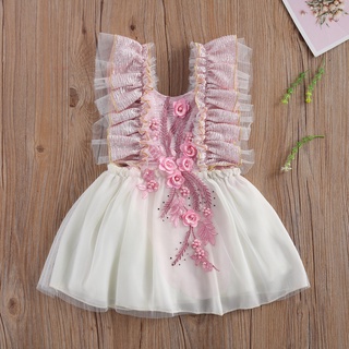 Princess Lace Dress For Newborn Baby Girl Party Dresses Flower Embroidery Sleeveless Outfits Toddler