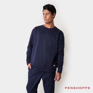 Penshoppe Men's Dress Code Basic Relaxed Pullover Sweater (Navy Blue)