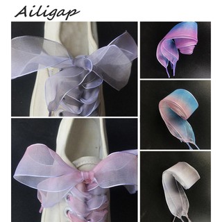 Ailigap 2.5cm Wide Gradient Color Organza Snow Yarn Translucent Shoelaces