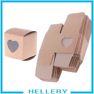 [Hellery] 50x Kraft Paper Gift Box Candy Cookie Party Wedding Brown Heart Window [Hellery] 50x