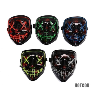 [HOT*COD] LED Glow Mask EL Wire Light Up The Purge Movie Costume Light Party