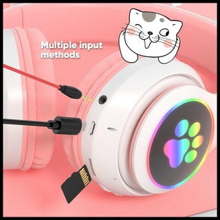 Bluetooth Headset Kids Character Pink Cat Ears Cute Cat Ear