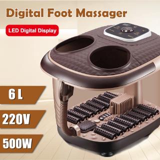 220V Electric Foot Spa Bath Massager Rolling Vibration Heat Electric Oxygen Bubbles Foot Massage