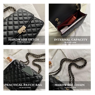 New Women's Bag Messenger Bag Retro Lingge Chain Handbag Korean Fashion Sling Shoulder Bags (7)