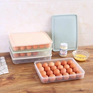 EGG TRAY WITH COVER EGG ORGANIZER 24 GRID REFRIGERATOR EGG STORAGE BOX STOCKABLE EGG CONTAINER###