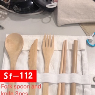 6-Piece Japanese Wooden Cutlery Set Bamboo Cutlery and carabiner