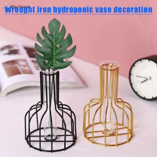 Romantic Geometric Glass Iron Dried Flower Vases Pot for Home Living Room Decoration (1)