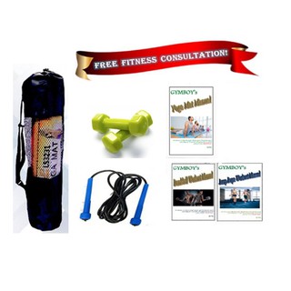 3 in 1 Dumbbells, Jump rope, Yoga Mat w/ 3 free workout manual