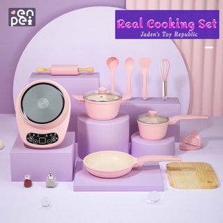 JTR ENGLISH version Real Kitchen Electric Stove Cooking Set Pink